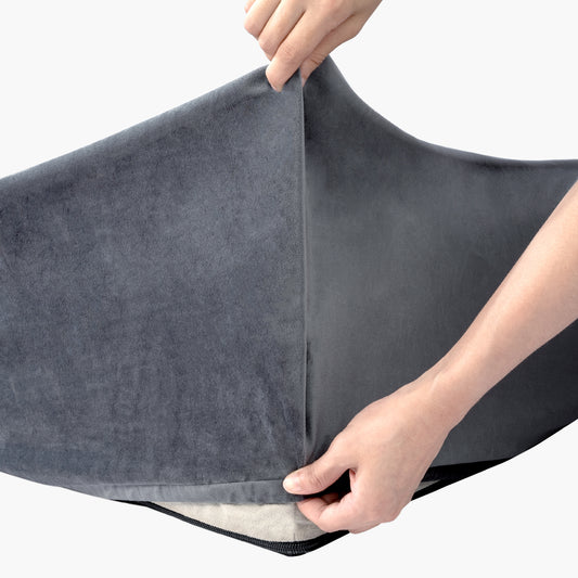 Velvet Easy Fit Dog Bed Cover - Charcoal