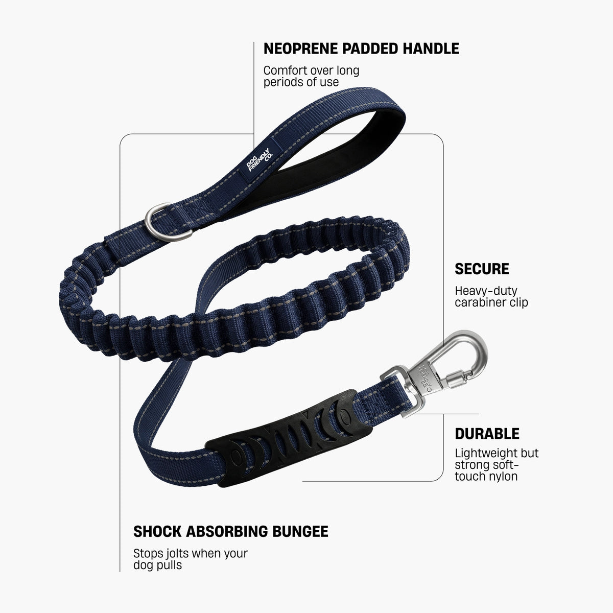 Bungee Dog Leash - Navy Blue
