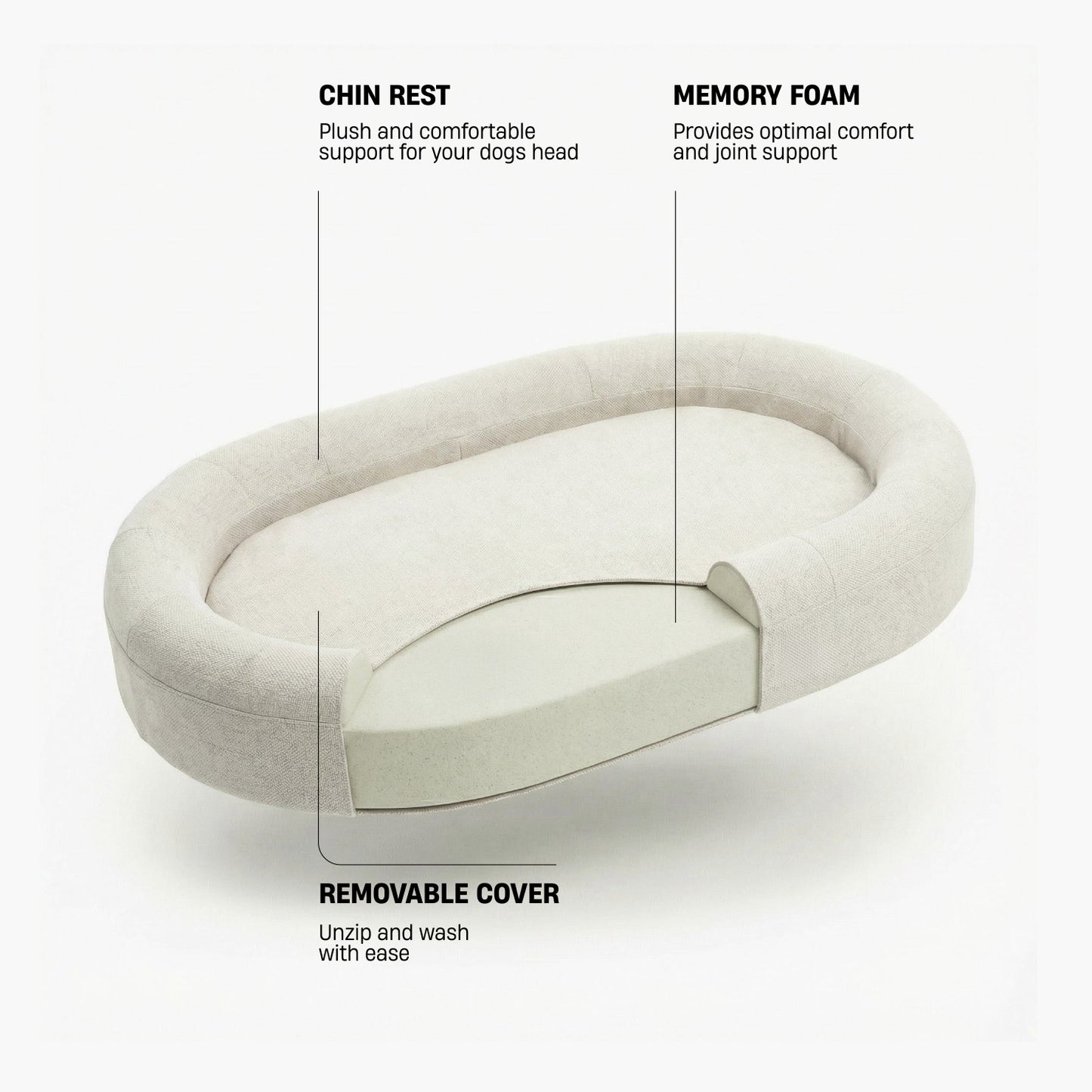 Chill Pill Memory Foam Dog Bed - Beige (Medium)