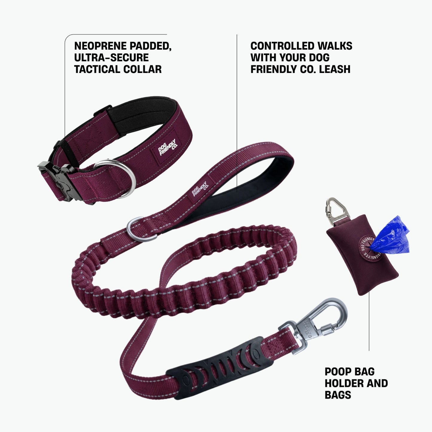 Collar Walk Set - Burgundy