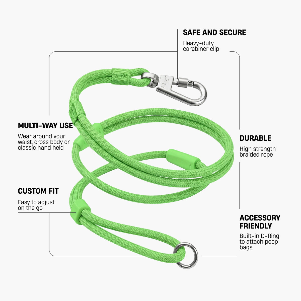 Hands Free Leash - Neon Green