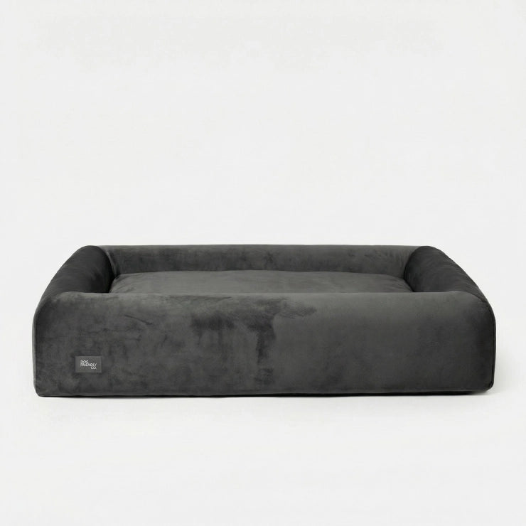 Velvet Easy Fit Dog Bed Cover - Charcoal