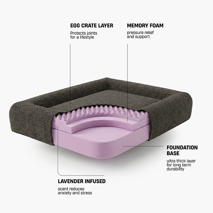 Premium Orthopedic Memory Foam Dog Bed - Brown Bouclé (Medium)