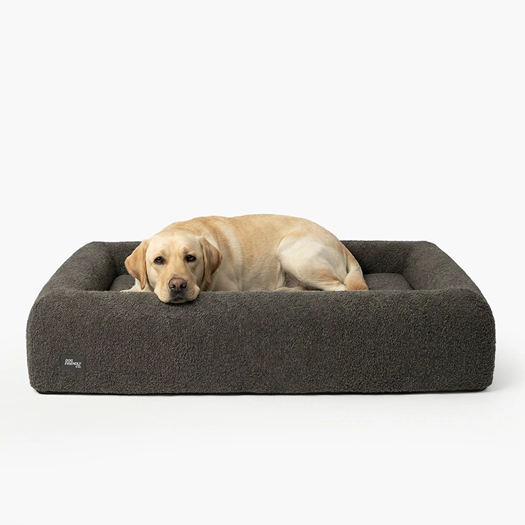 Premium Orthopedic Memory Foam Dog Bed - Brown Bouclé (Large)