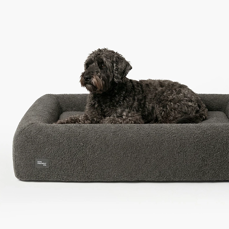 Premium Orthopedic Memory Foam Dog Bed - Brown Bouclé (Medium)