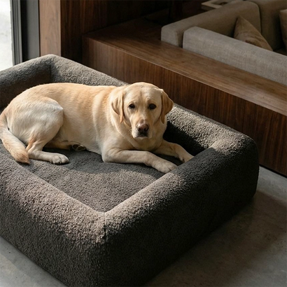 Premium Orthopedic Memory Foam Dog Bed - Brown Bouclé (Medium) (LP)