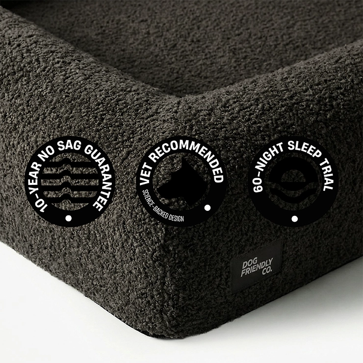 Premium Orthopedic Memory Foam Dog Bed - Brown Bouclé (Large)