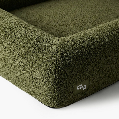 Premium Orthopedic Memory Foam Dog Bed - Green Bouclé