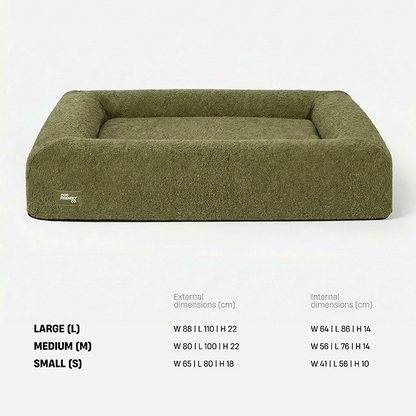Premium Orthopedic Memory Foam Dog Bed - Green Bouclé (Medium) (LP)