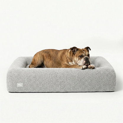 Premium Orthopedic Memory Foam Dog Bed - Grey Bouclé