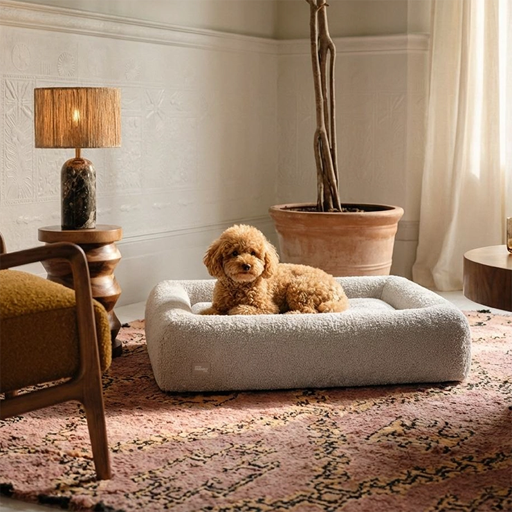 Premium Orthopedic Memory Foam Dog Bed - Grey Bouclé (Medium)