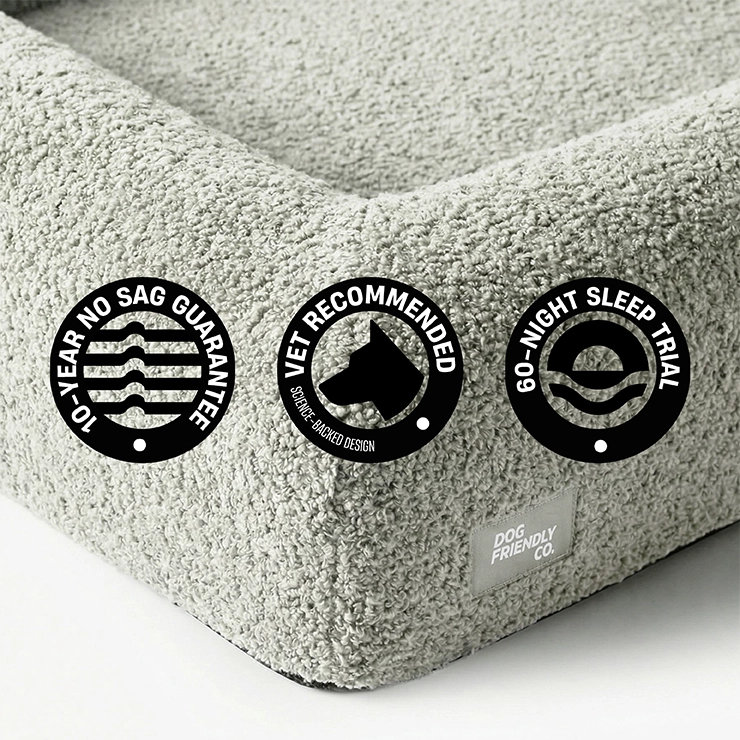 Premium Orthopedic Memory Foam Dog Bed - Grey Bouclé (Medium)