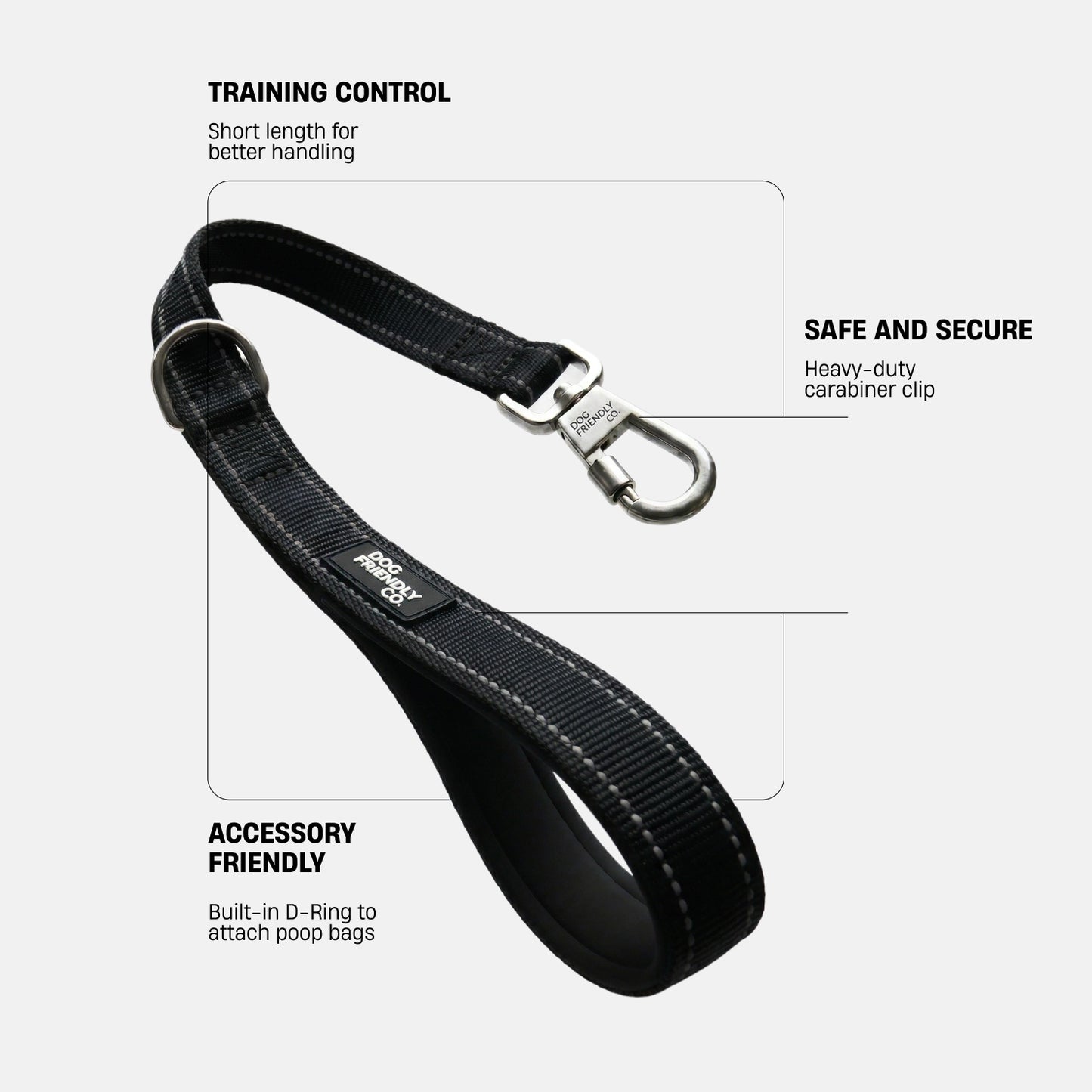 Short Trainer Dog Leash - Black