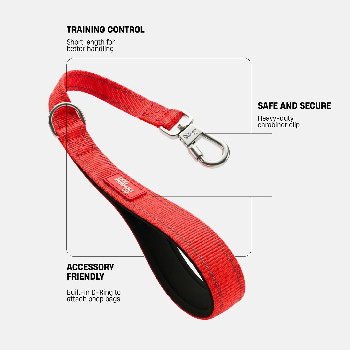 Short Trainer Dog Leash - Red