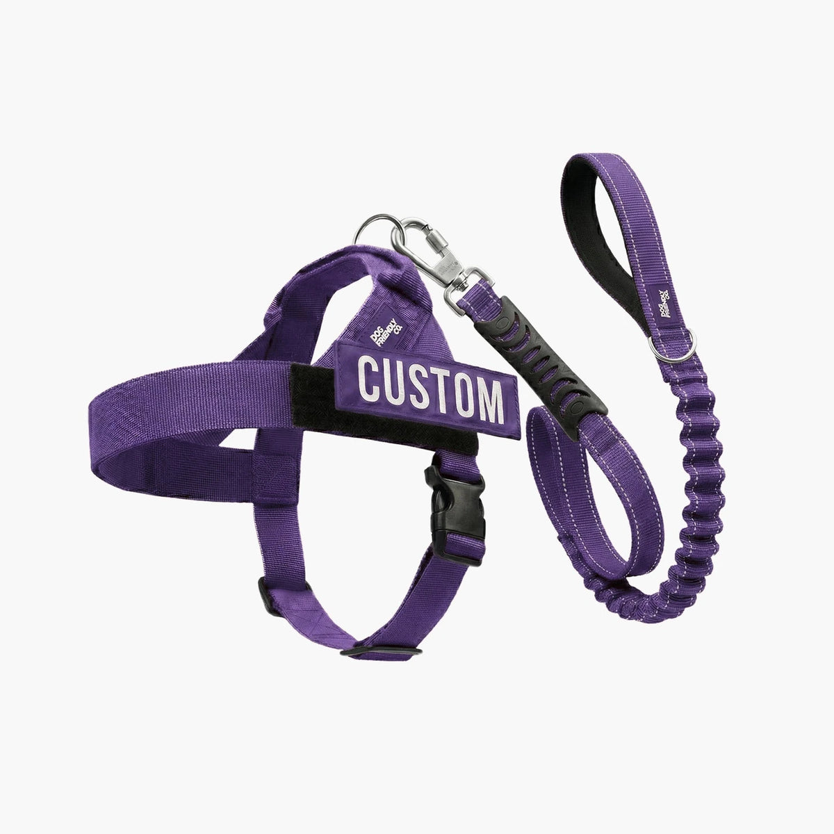 Signature Kit in Indigo, 7AM Club Limited Edition: no-pull harness with a custom name patch and a bungee leash